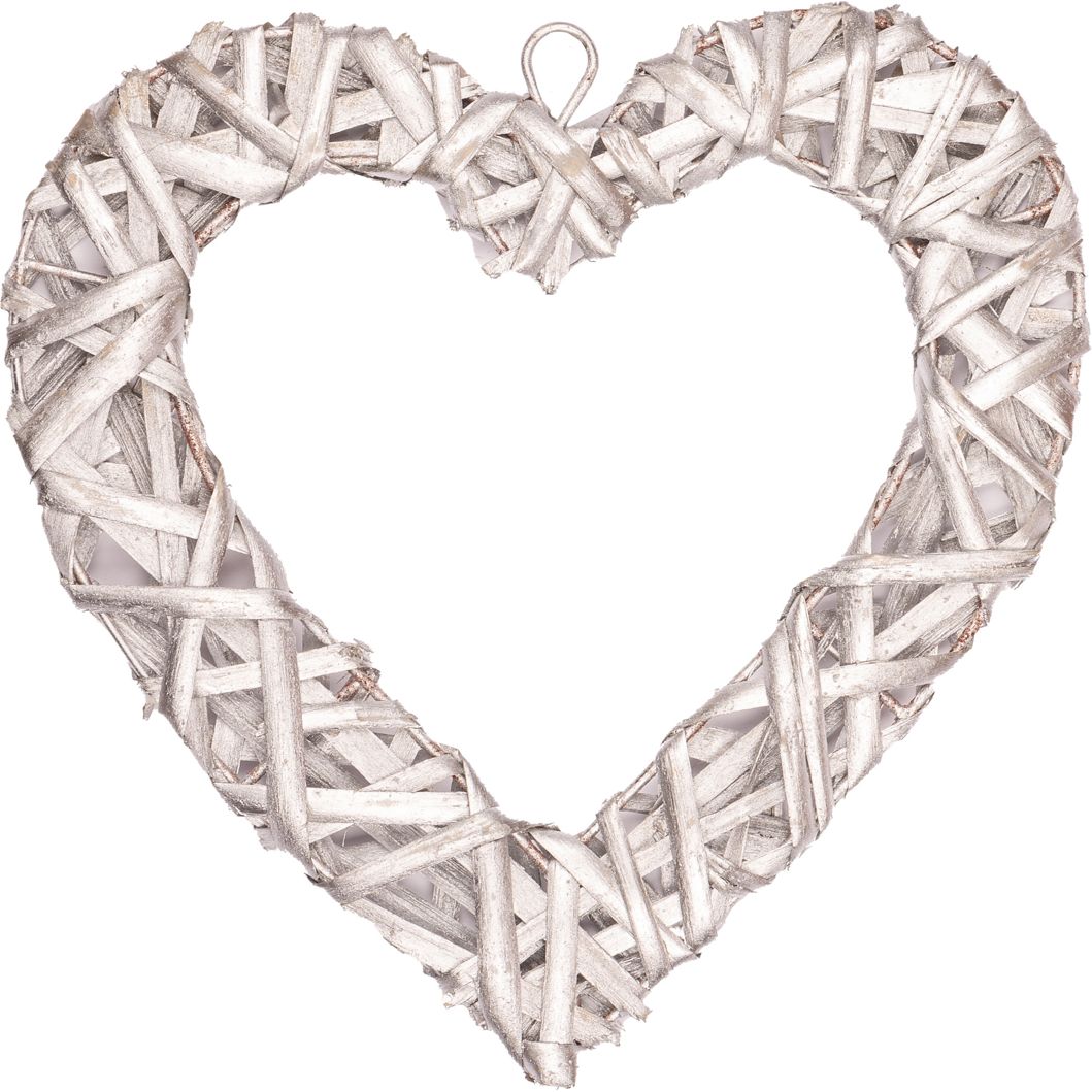 Декоративное украшение Yes! Fun Сердце 20 см ротанговое серебряное(974246) - фото 1