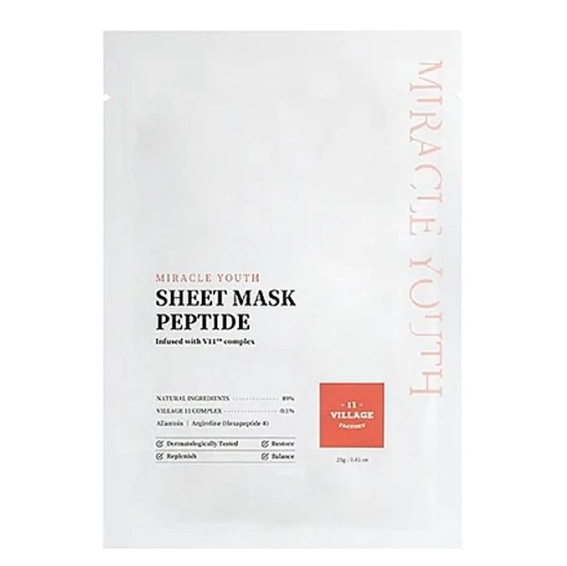 Тканевая маска для лица Village 11 Factory Miracle Youth Cleansing Sheet Mask Peptide, с пептидами, 23 г - фото 1