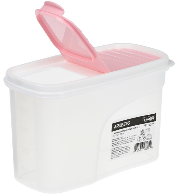 Контейнер Ardesto Fresh для сыпучих продуктов, 1,2 л, розовый (AR1212PP) - фото 2