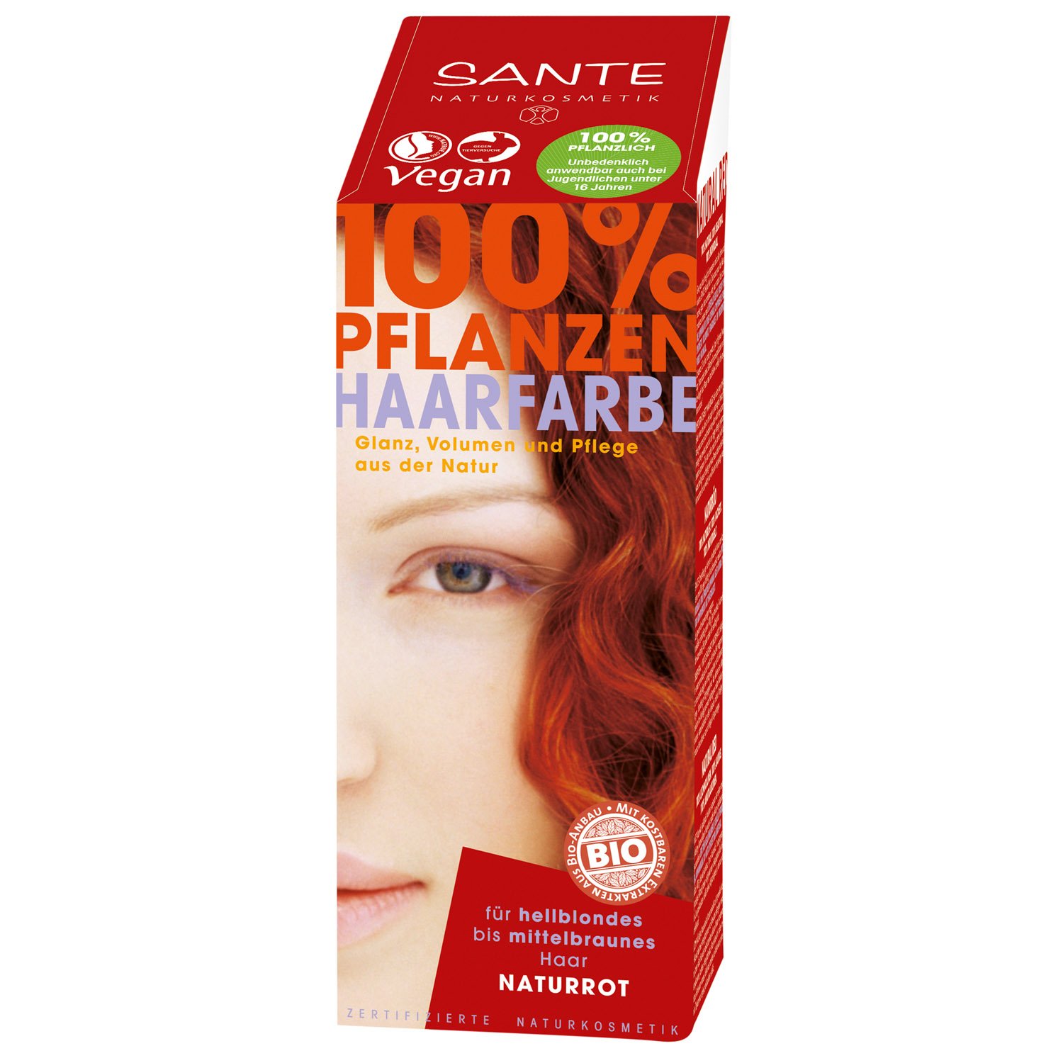 Био-краска для волос Sante Natural Red, порошковая, растительная, 100 г - фото 1