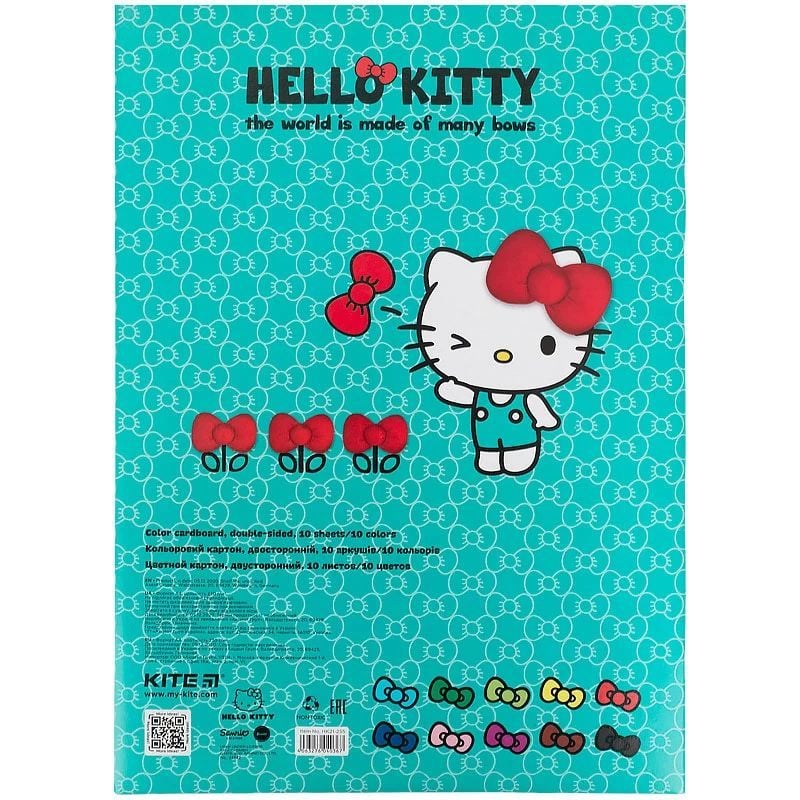 Картон кольоровий двосторонній Kite Hello Kitty A4 10 аркушів 10 кольорів (HK21-255) - фото 4