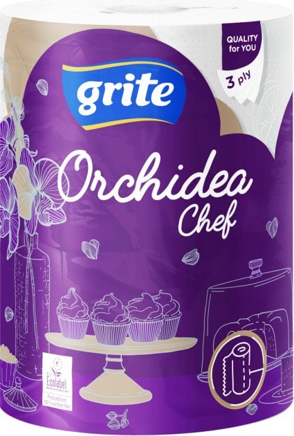 Трехслойные бумажные полотенца Grite Orchidea Gold Chef, 1 рулон (765851) - фото 1