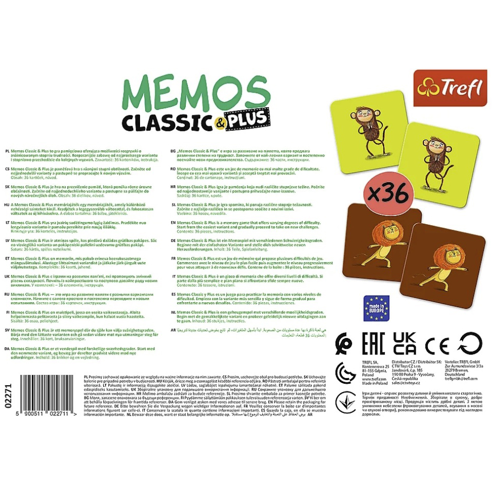 Настольная игра Trefl Memos Classic Plus Двигайся и играй 36 карт (2271) - фото 3