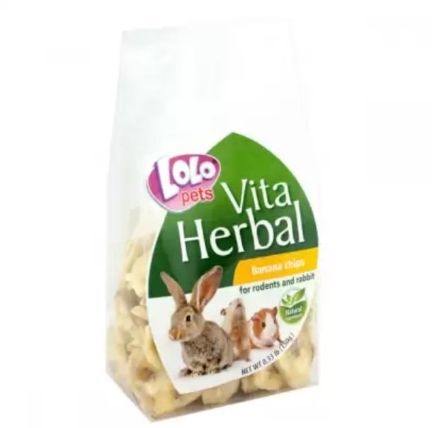Лакомство для грызунов и кроликов Lolopets Vita Herbal Банановые чипсы, 150 г (LO-74112) - фото 1