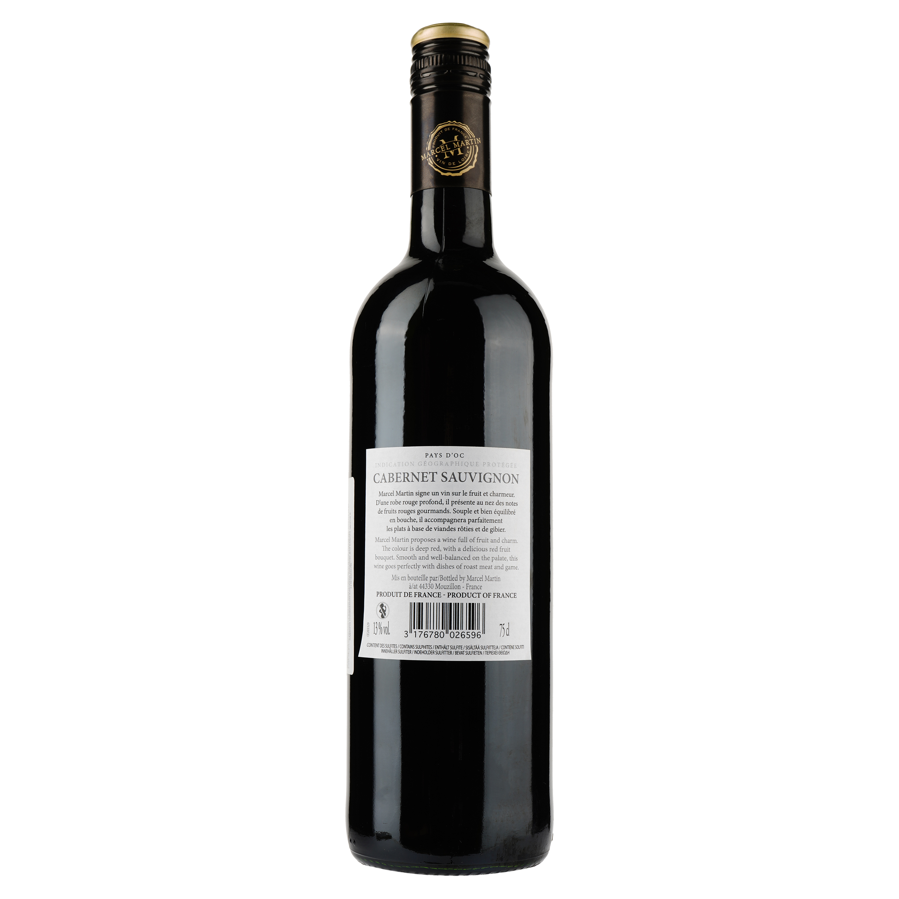 Вино Marcel Martin Cabernet Sauvignon, червоне, сухе, 13%, 0,75 л - фото 2