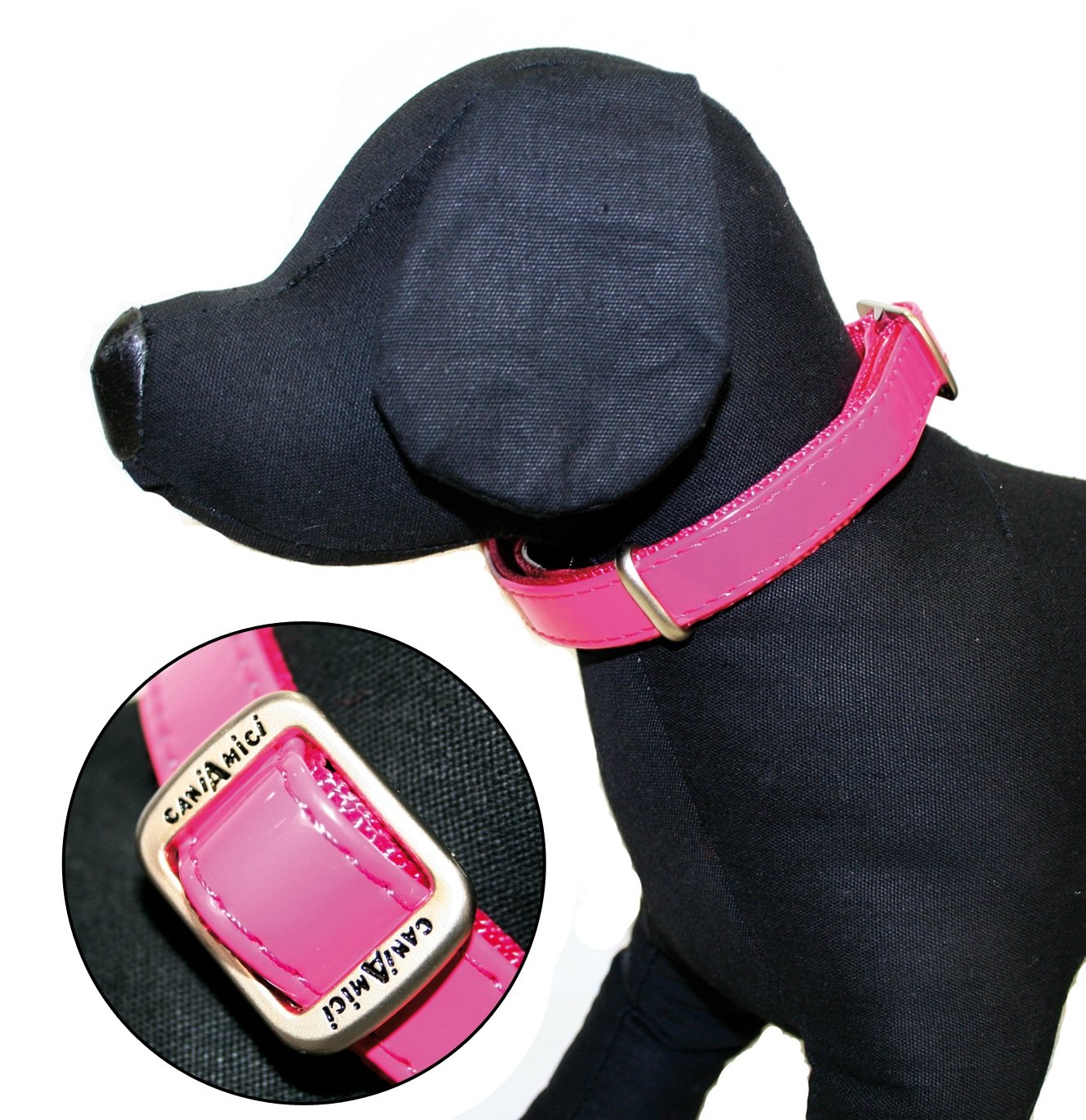 Нашийник для собак Croci Leatherette, лаковий, 26-40x1,5 см, рожевий (C5079718) - фото 1