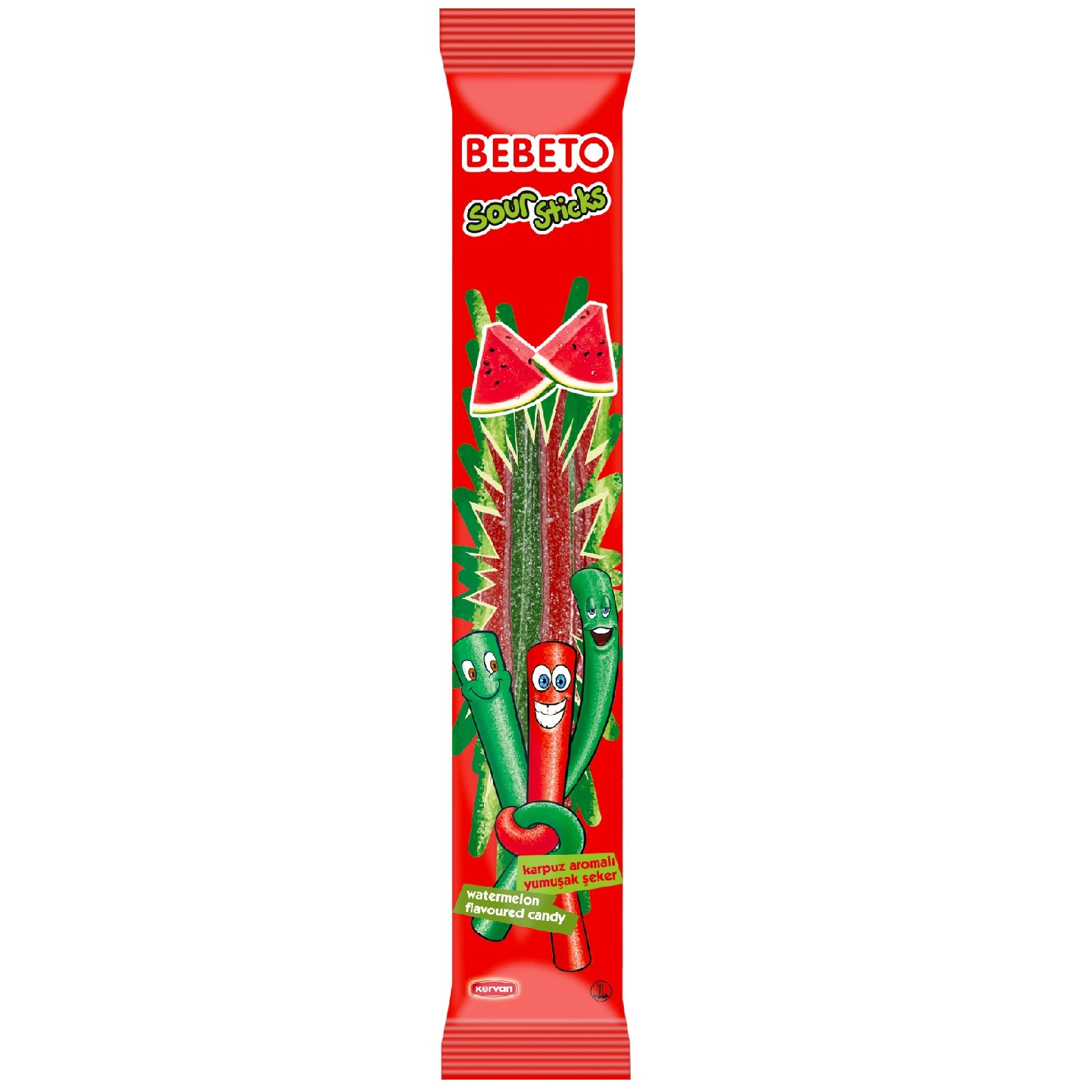 Жевательные конфеты Bebeto Кислые палочки, Арбуз, 30 г - фото 1