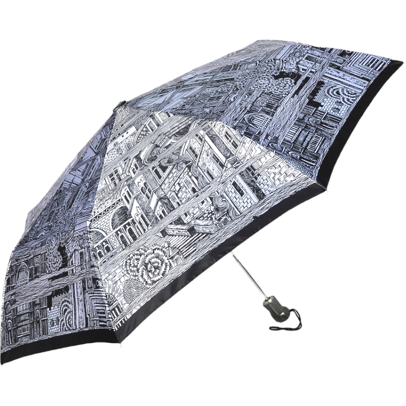 Женский складной зонтик полный автомат Zest 100 см черно-белый - фото 1
