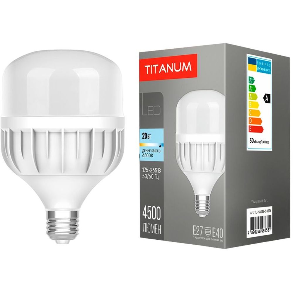 LED лампа Titanum A138 50W E27 6500К (TL-HA138-50276) - фото 1