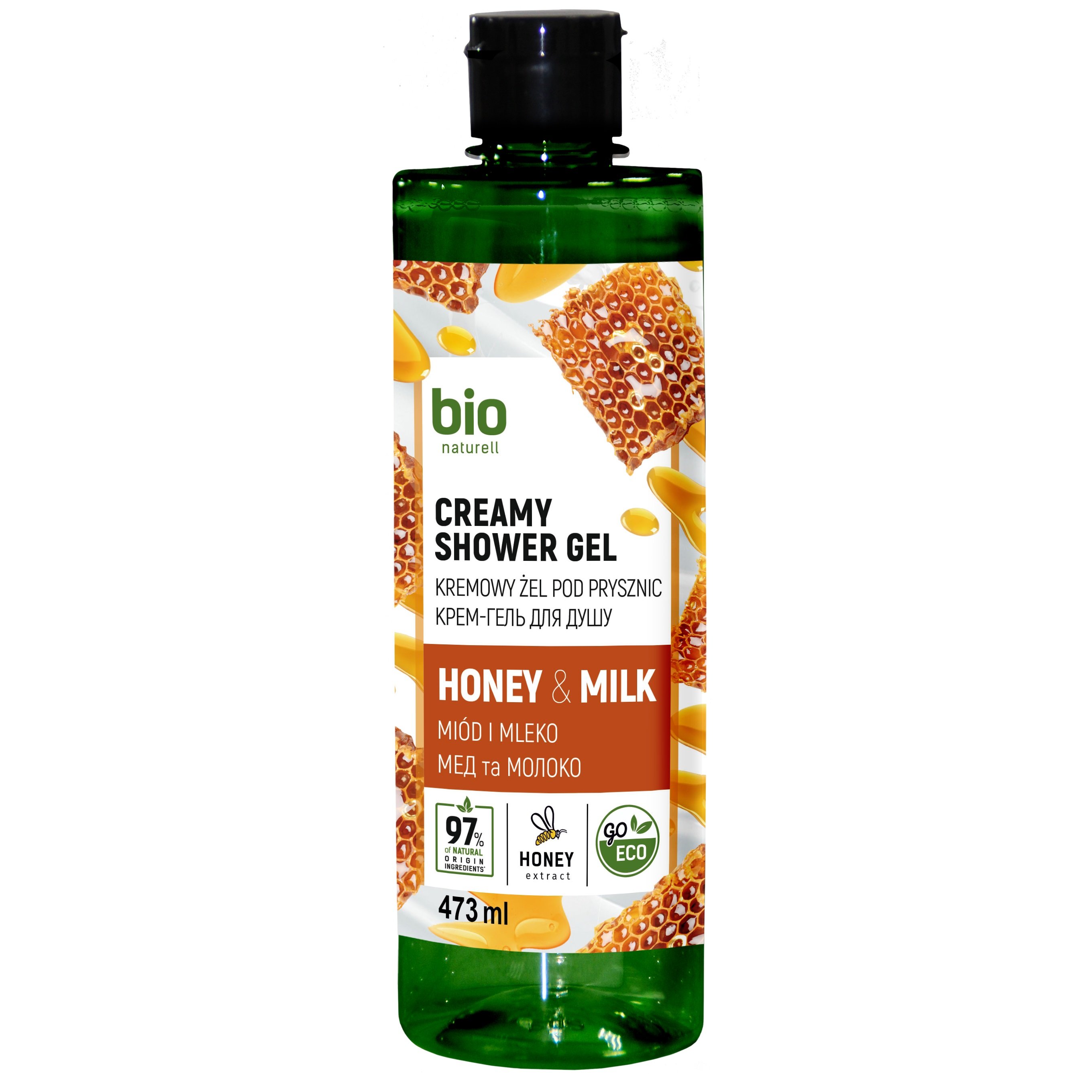 Крем-гель для душу Bio Naturell Honey&Milk Creamy shower gel, 473 мл - фото 1