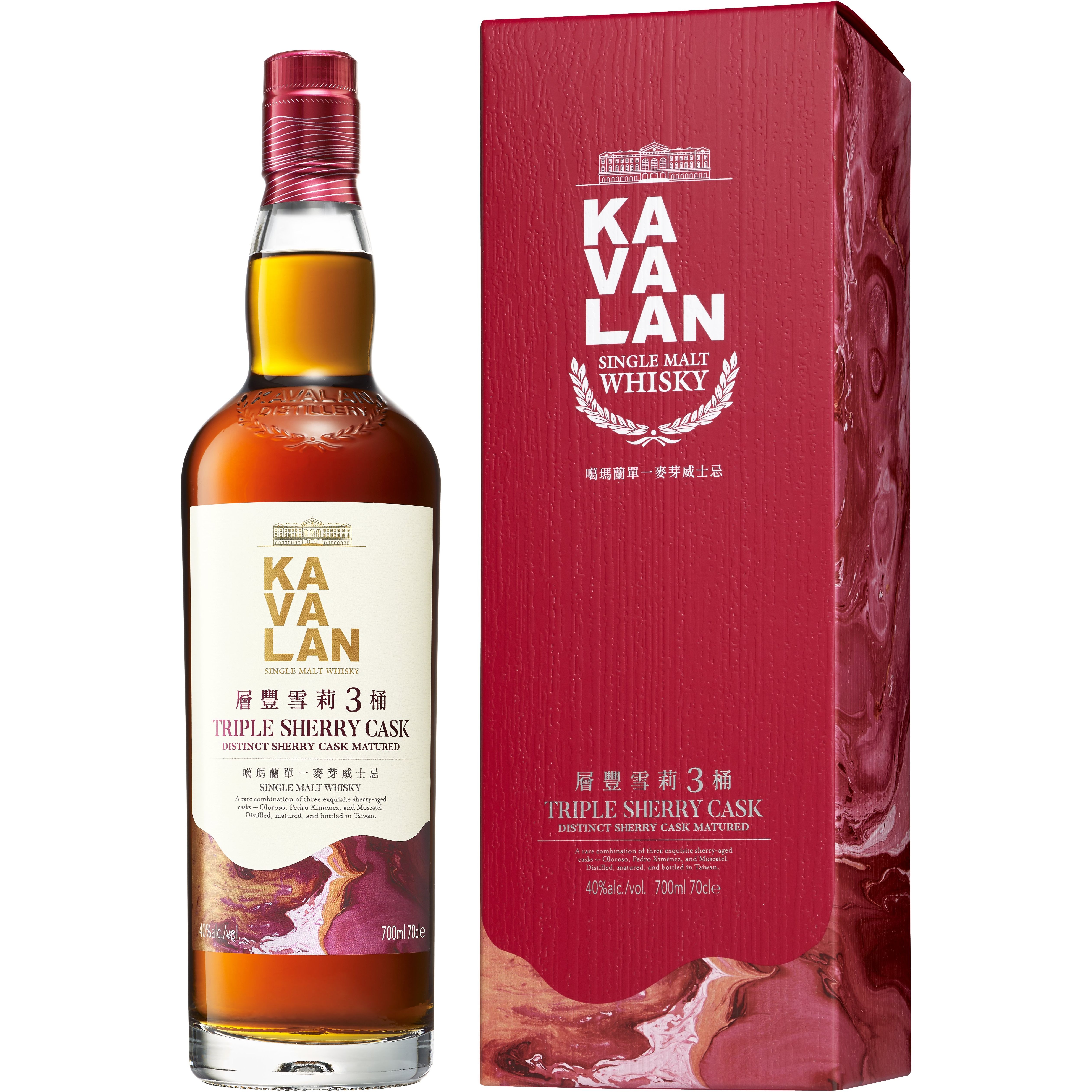 Віскі Kavalan Triple Sherry Cask Single Malt Taiwan Whisky 40% 0.7 л у подарунковій упаковці - фото 1