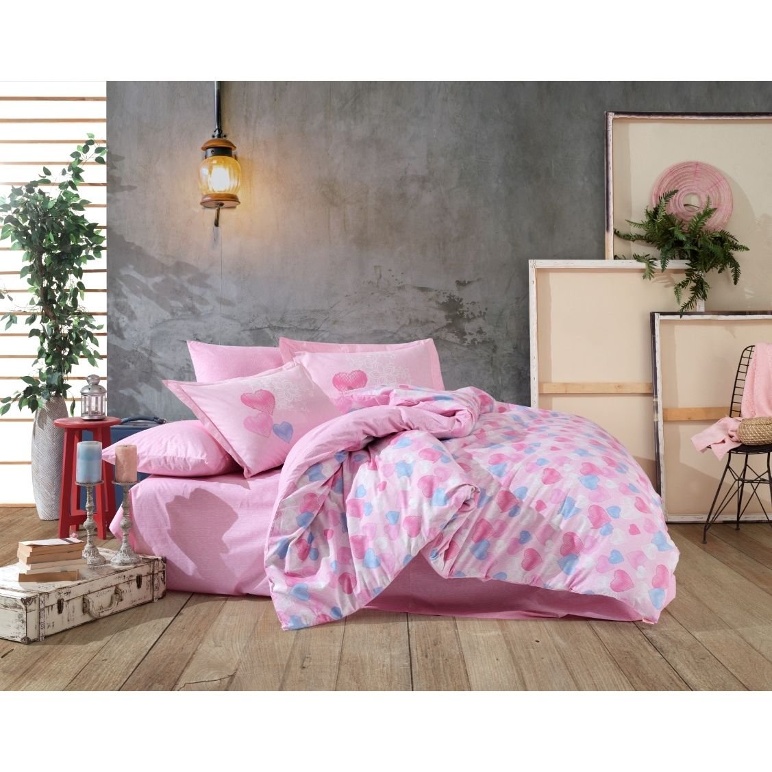 Комплект постільної білизни Hobby Poplin Lavida, поплін, 220х160 см, рожевий (54469_1,5) - фото 1