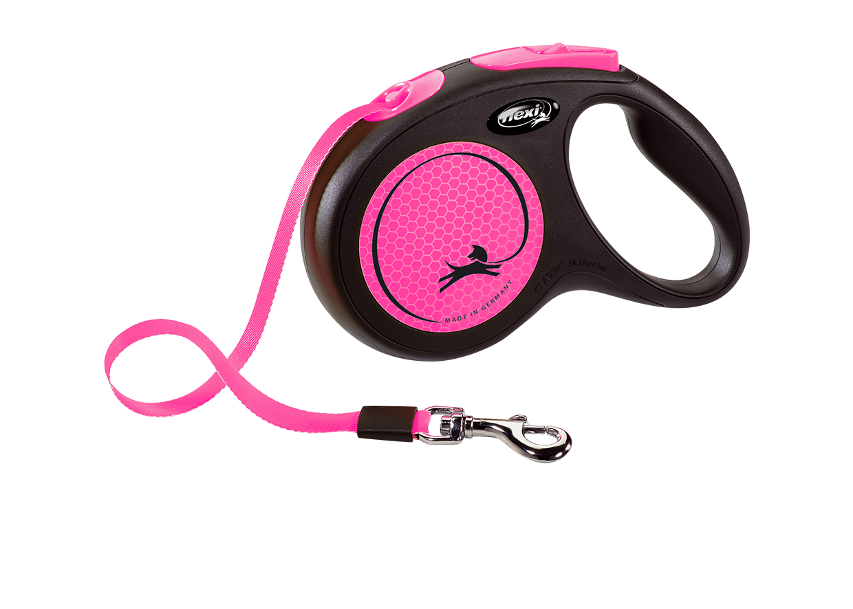 Повідець-рулетка Flexi Neon M, для собак до 25 кг, стрічка 5 м, рожевий (CL21T5.251.S NEOP) - фото 1