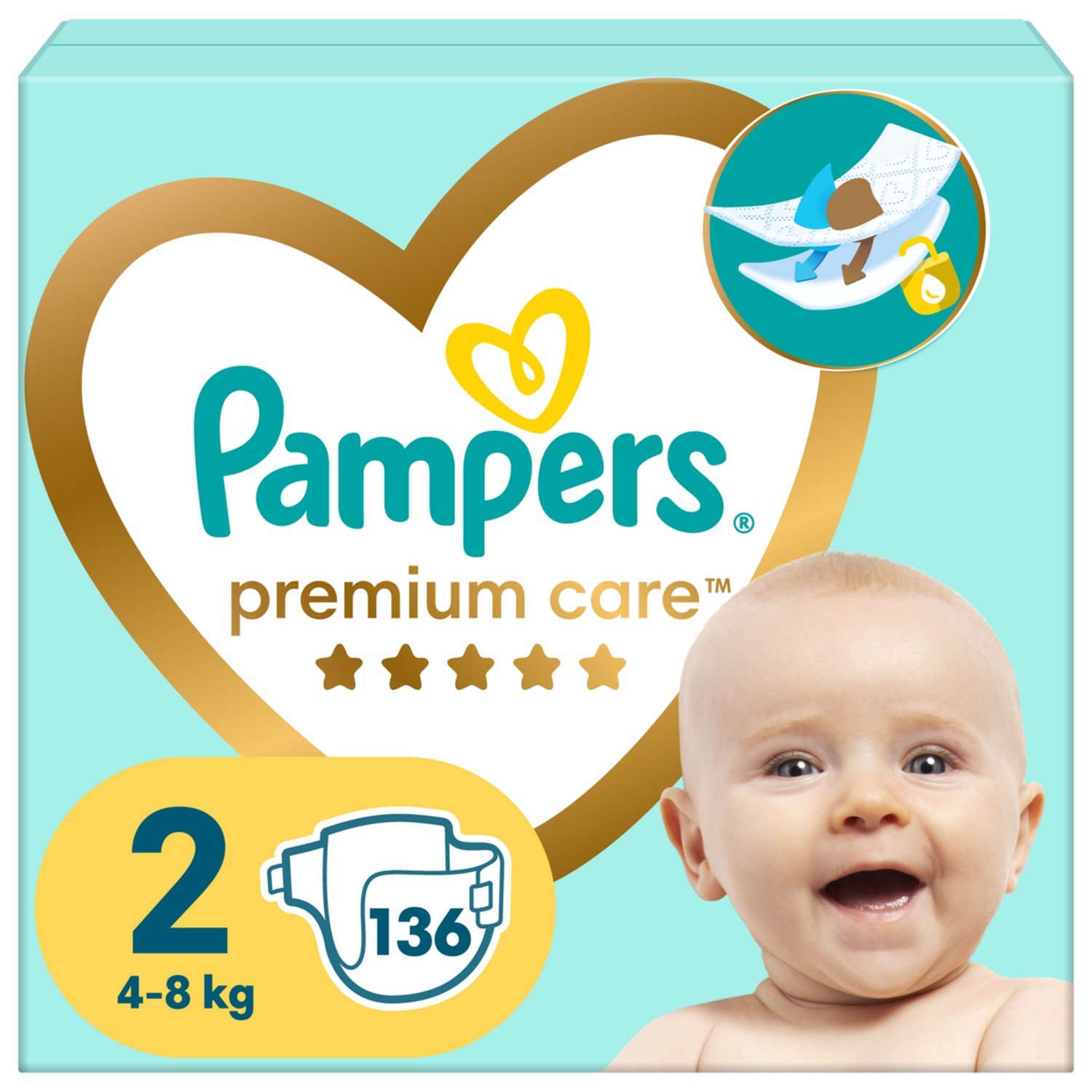 Підгузки Pampers Premium Care 2 (4-8 кг), 136 шт. - фото 1