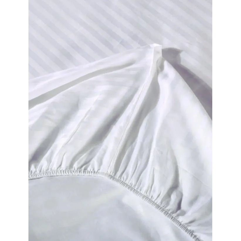 Простирадло на резинці LightHouse Sateen Stripe White 200х160 см біле (603890) - фото 5
