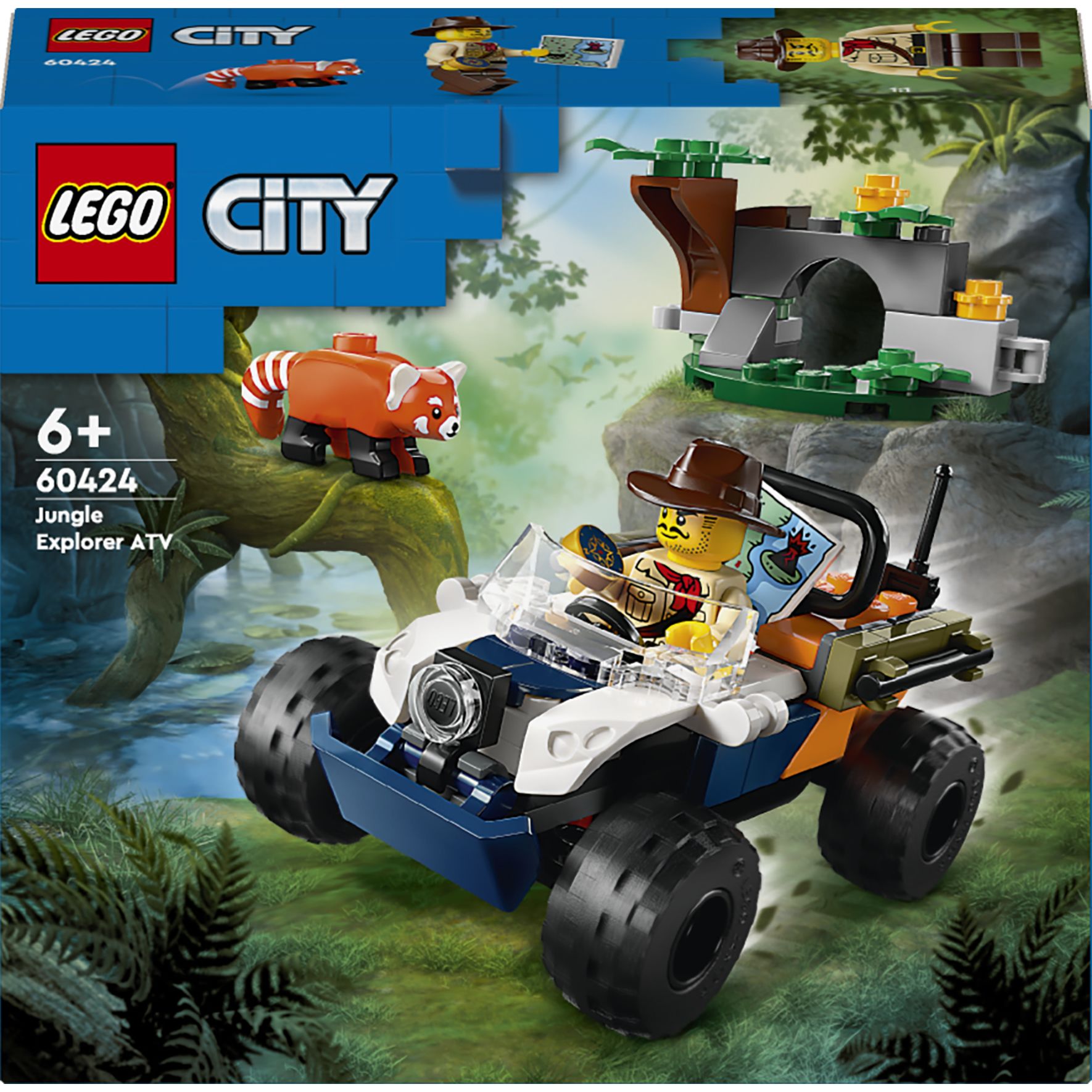 Конструктор LEGO City Квадроцикл для исследования джунглей Миссия Красной панды 92 детали (60424) - фото 1