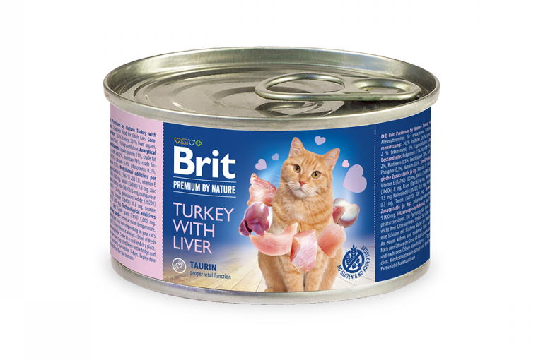 Вологий корм для котів Brit Premium by Nature Turkey with Liver, індичка з печінкою, 200 г - фото 1
