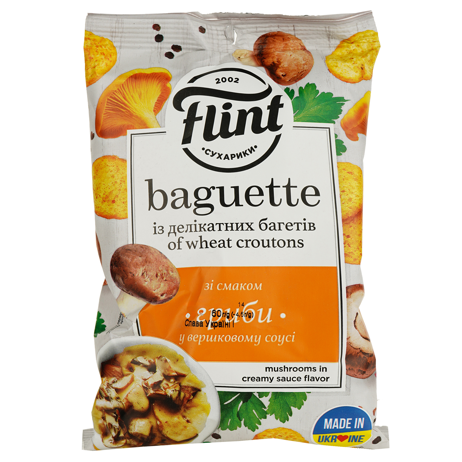 Сухарики Flint Baguette Пшеничные со вкусом грибов в сливочном соусе 60 г (717885) - фото 2