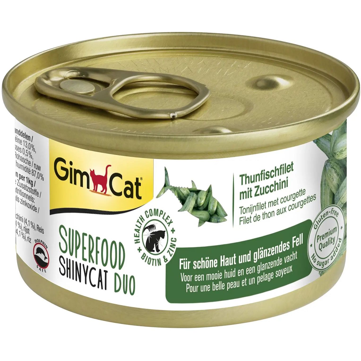 Вологий корм для котів GimCat Superfood Shiny Cat Duo, з тунцем та цукіні, 70 г - фото 1
