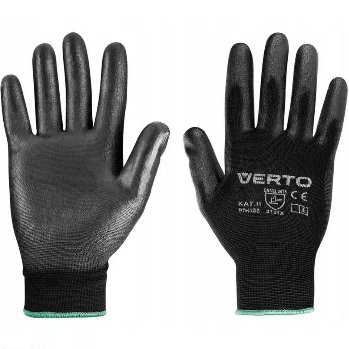 Перчатки рабочие Verto полиуретановое покрытие размер 9 черные (97H137) - фото 1
