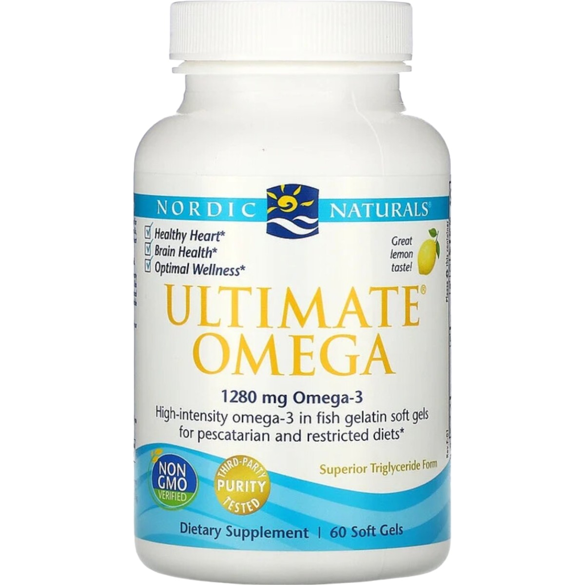 Рыбий жир Nordic Naturals Ultimate Omega со вкусом лимона 1000 мг 60 мягких капсул - фото 1