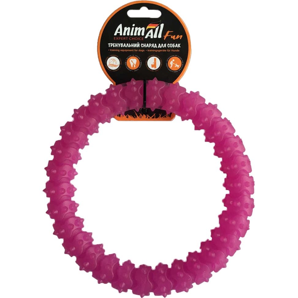 Игрушка для собак AnimAll Fun AGrizZzly Кольцо с шипами фиолетовая 20 см - фото 1