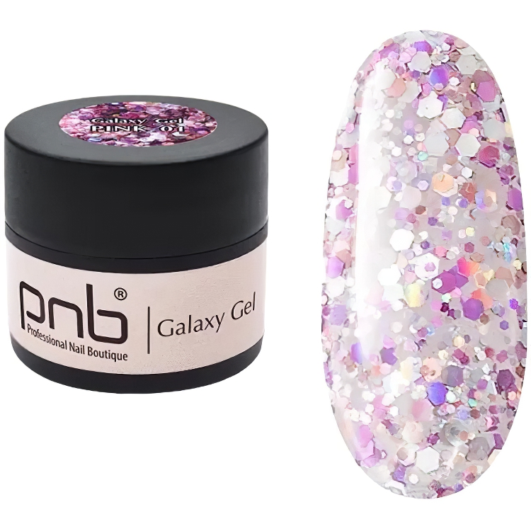 Гель PNB UV/LED Galaxy Gel 01 Pink глітер 5 мл - фото 1