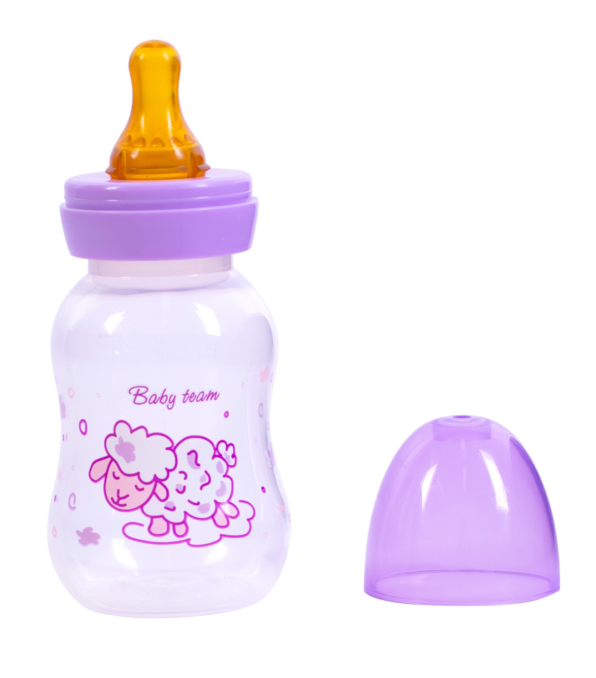 Бутылочка для кормления Baby Team, с латексной соской, 125 мл, фиолетовый (1300_фиолетовый) - фото 2