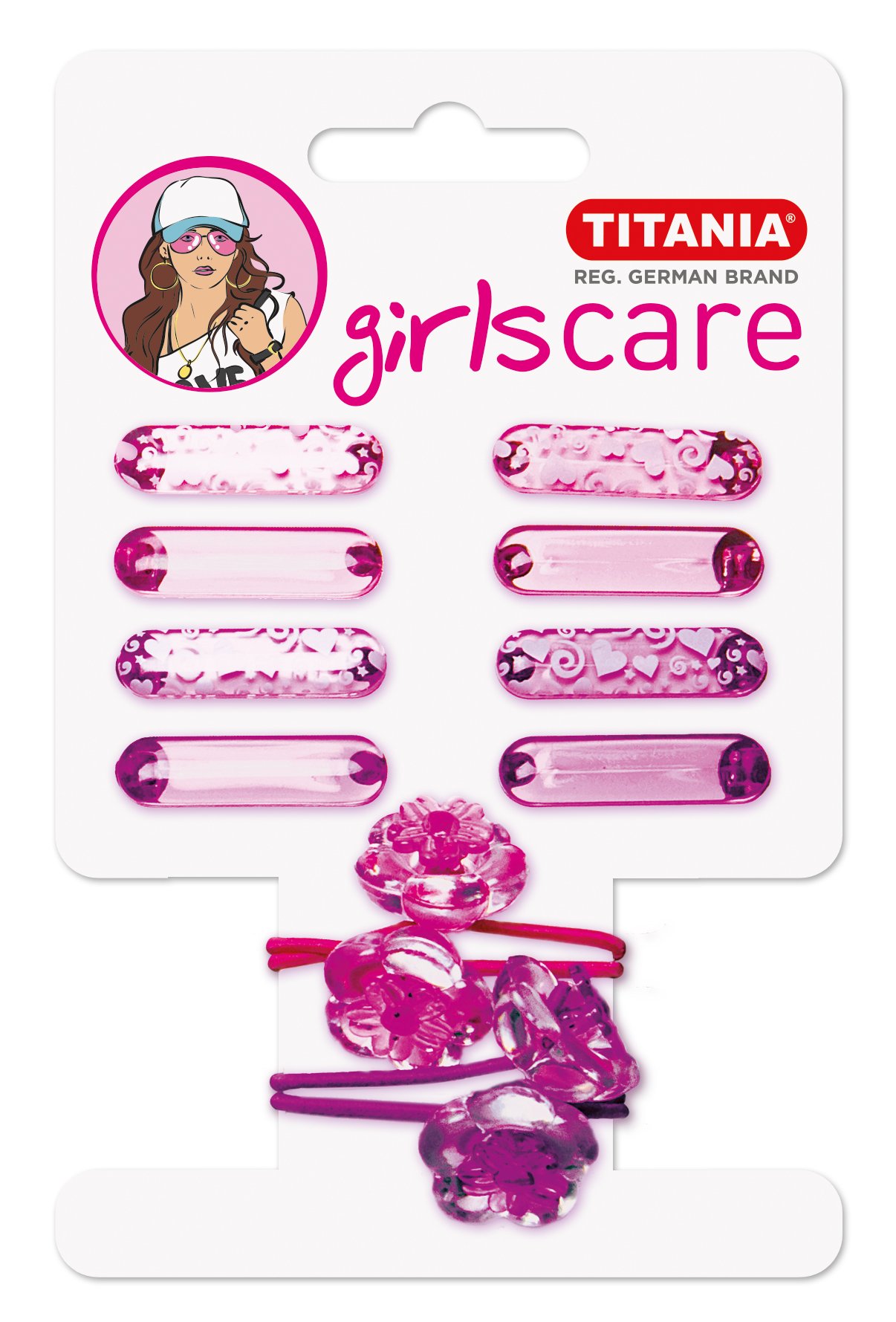 Набір резинок і заколок для волосся Titania, рожевий і фіолетовий, 10 шт. (8007) - фото 1