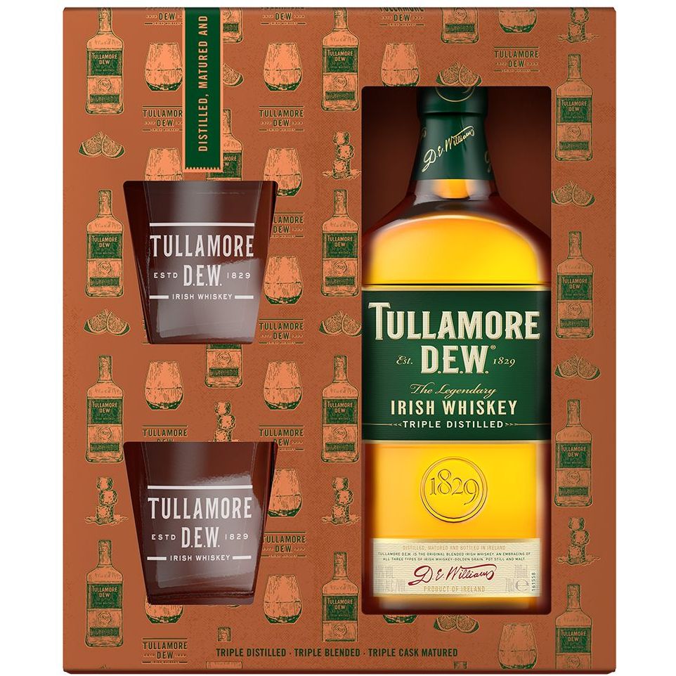 Віскі Tullamore Dew Original Irish Whiskey + 2 склянки в коробці, 40%, 0,7 л (567646) - фото 1