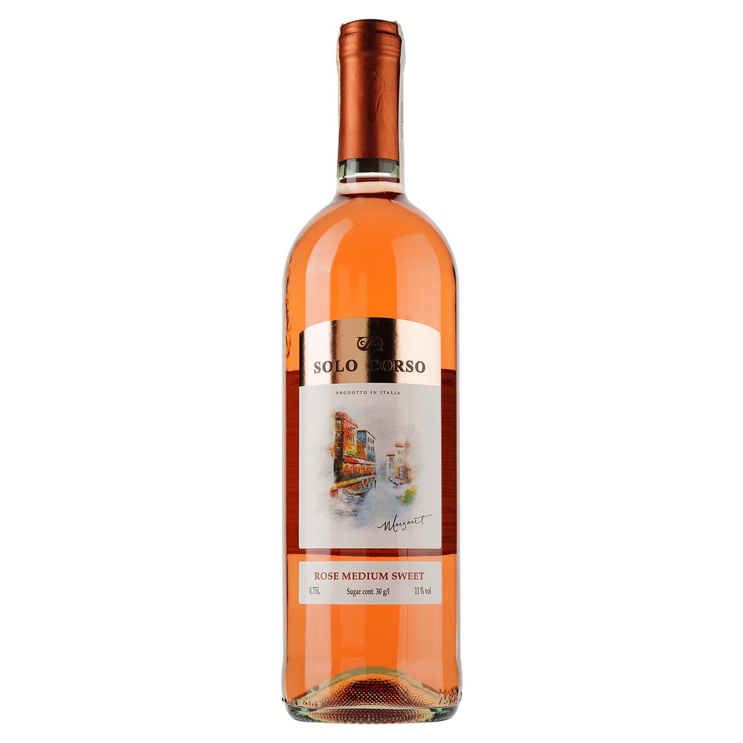Вино Solo Corso Rosato VDT, розовое, полусладкое, 10%, 0,75 л - фото 1