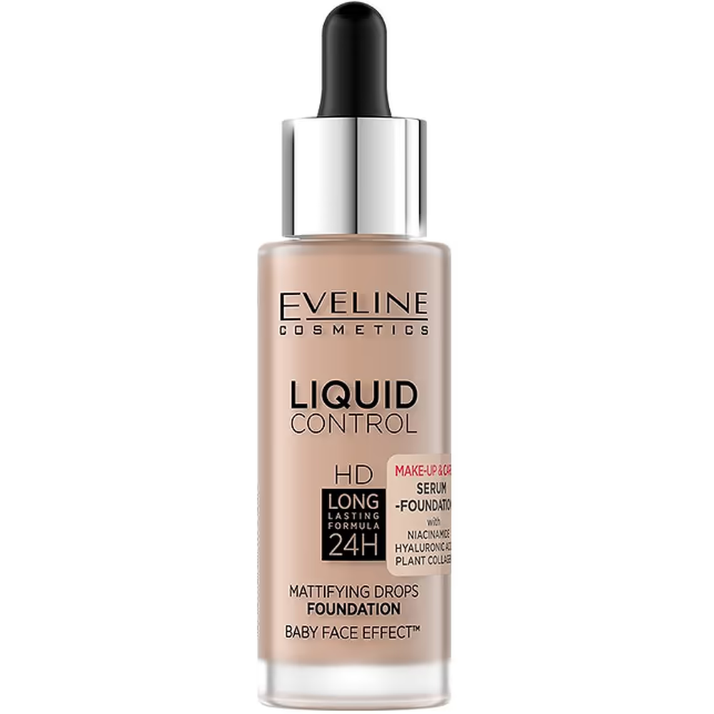 Жидкая тональная основа Eveline Cosmetics Liquid Control HD 025 Light Rose 32 мл - фото 1