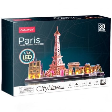 Тривимірна головоломка-конструктор CubicFun City Line Париж, з Led підсвіткою, 115 елементів (L525h) - фото 2