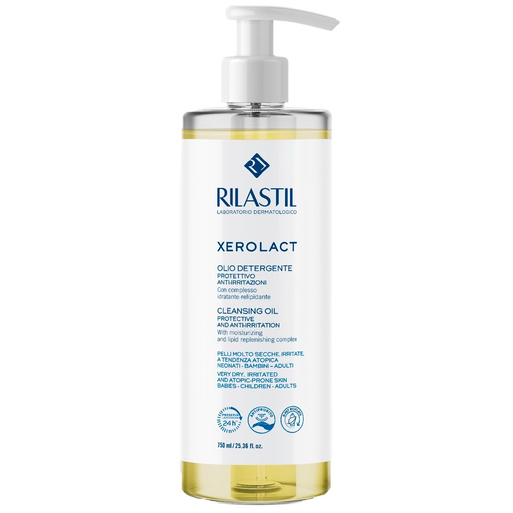 Олія очищуюча Rilastil Xerolact для обличчя та тіла для дуже сухої шкіри, схильної до подразнення та атопії 750 мл - фото 1