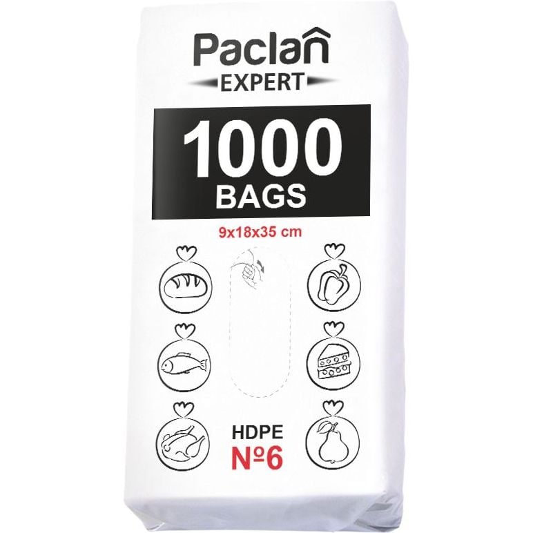 Пакети фасувальні Paclan №6, 9х18х35 см, 1000 шт. - фото 1