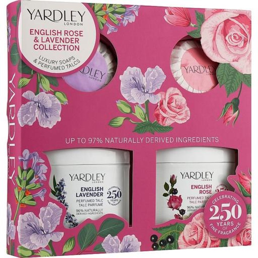 Набор для женщин Yardley London English Lavender & English Rose: парфюмированный тальк, 2 шт. по 50 г + мыло, 2 шт. по 50 г - фото 1