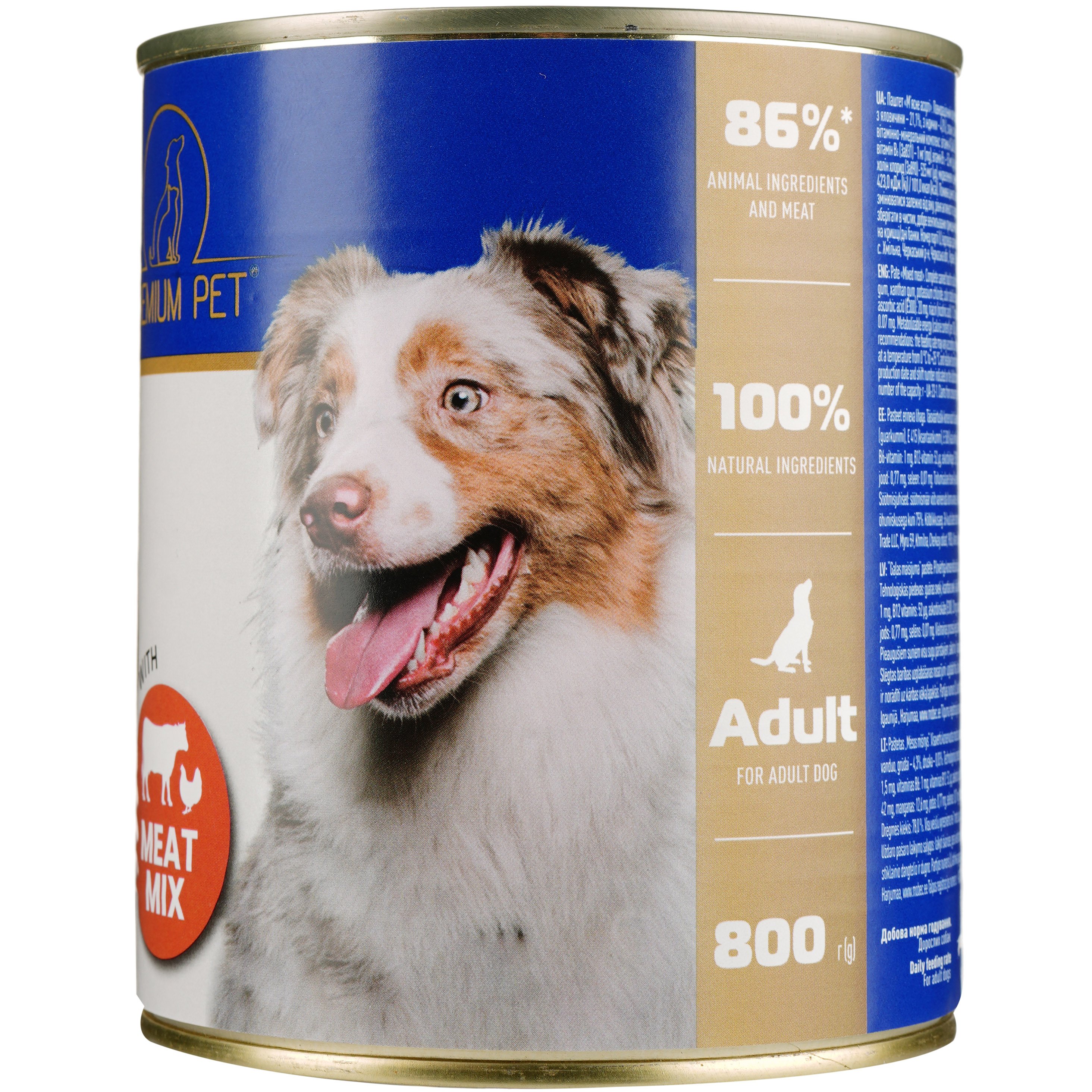 Паштет для взрослых собак Premium Pet мясное ассорти 800 г - фото 1