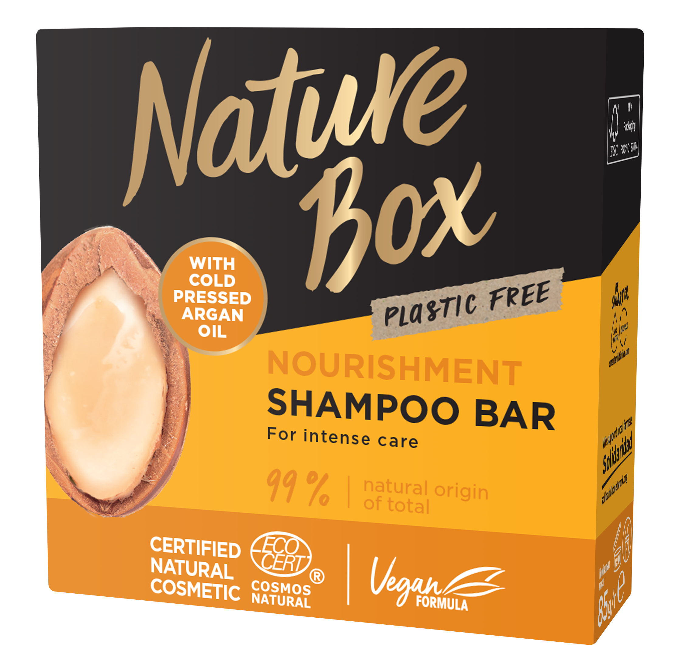 Твердий шампунь Nature Box для живлення волосся, з аргановою олією холодного віджиму, 85 г - фото 1