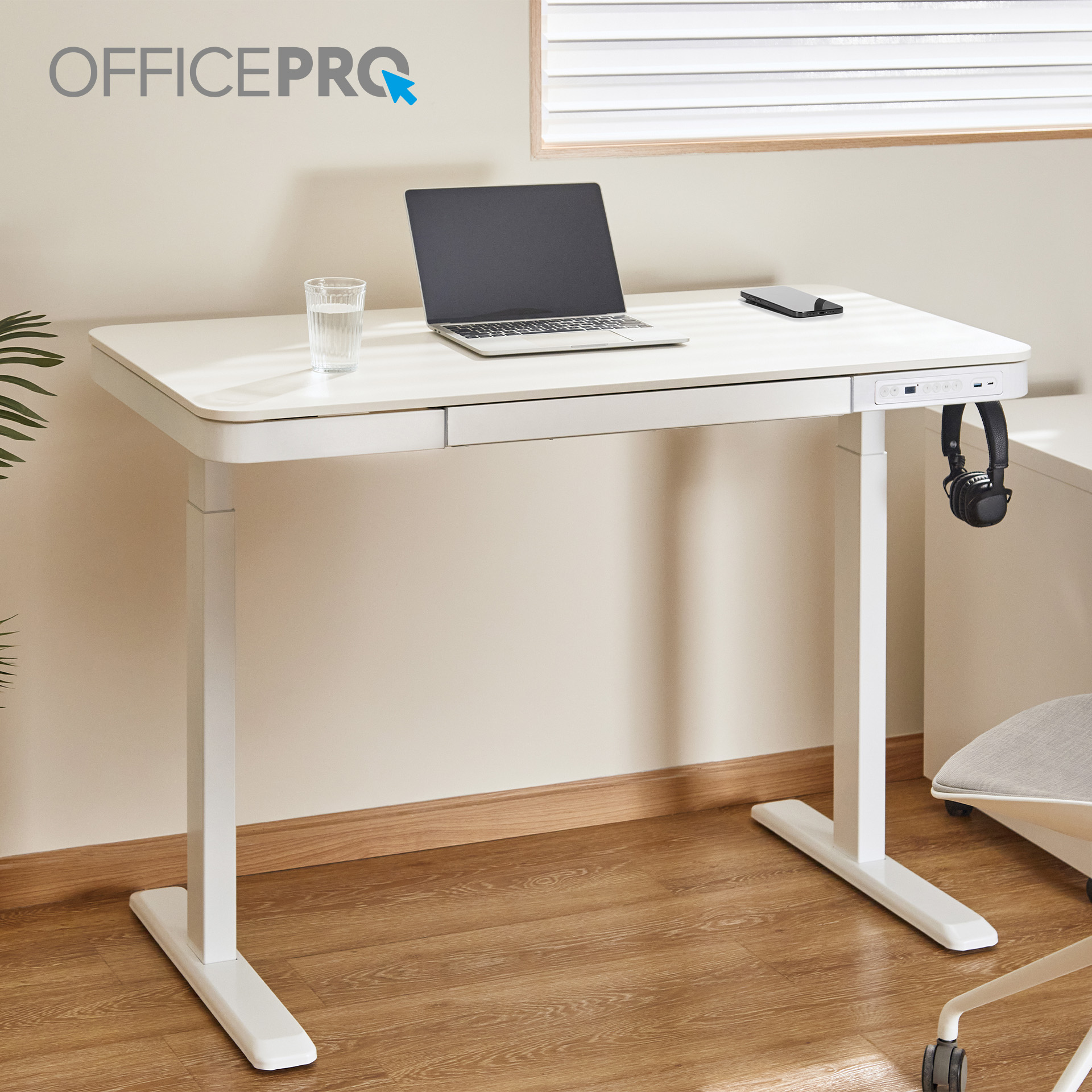 Компьютерный стол OfficePro с электрорегулировкой высоты белый (ODE111WW) - фото 15