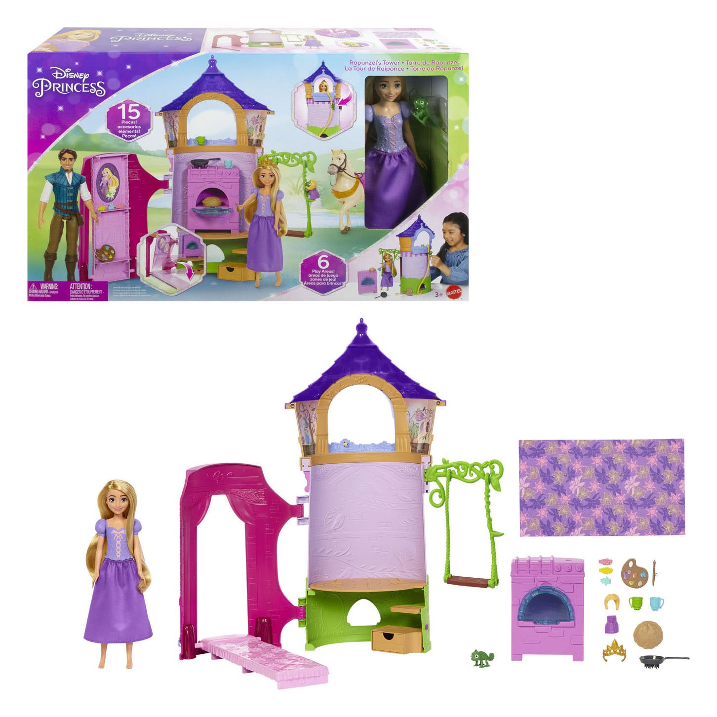 Игровой набор с куклой Disney Princess Рапунцель Высокая башня, 27 см (HLW30) - фото 8