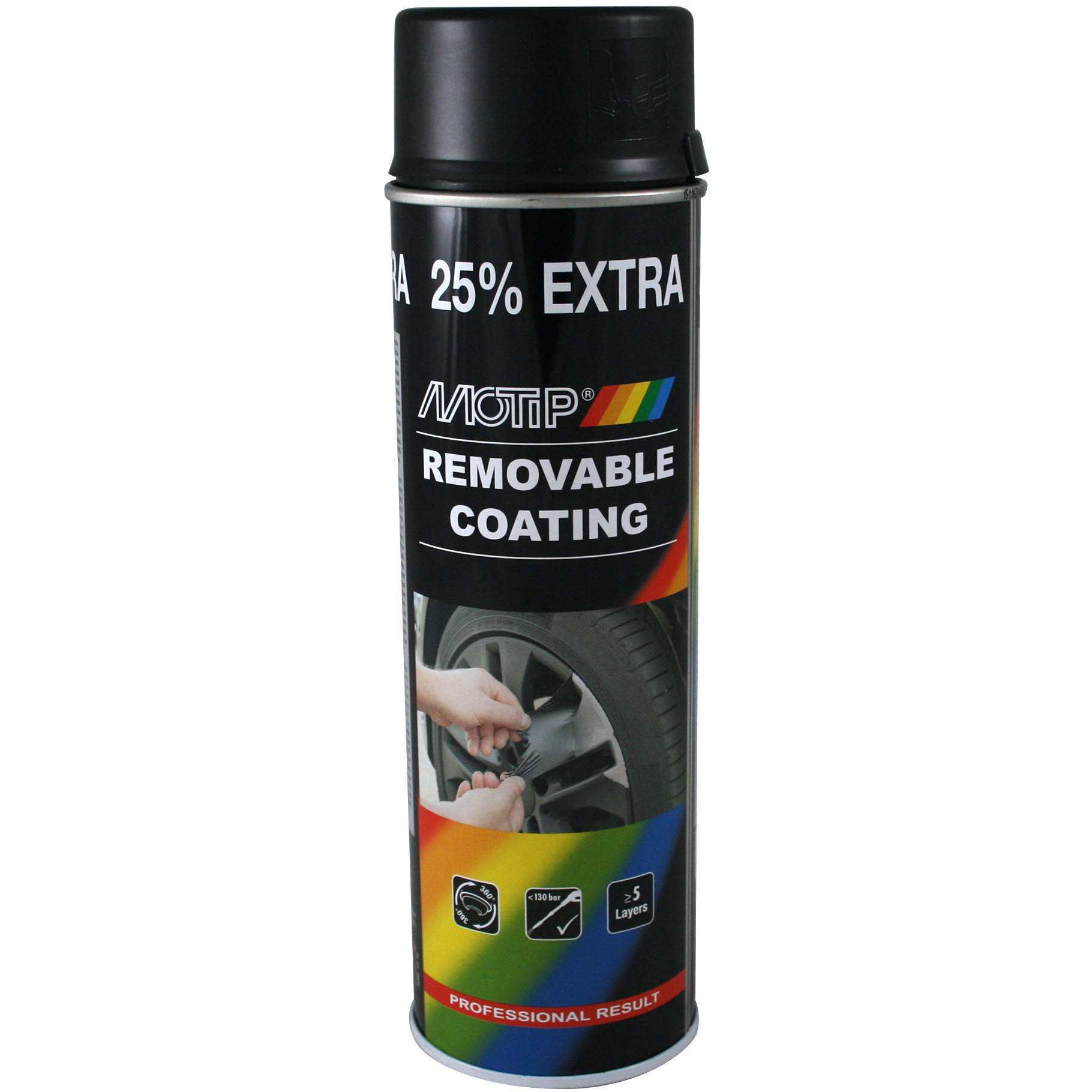 Аэрозольная краска Motip Removable Сoating с эффектом жидкая резина черная матовая 500 мл - фото 1