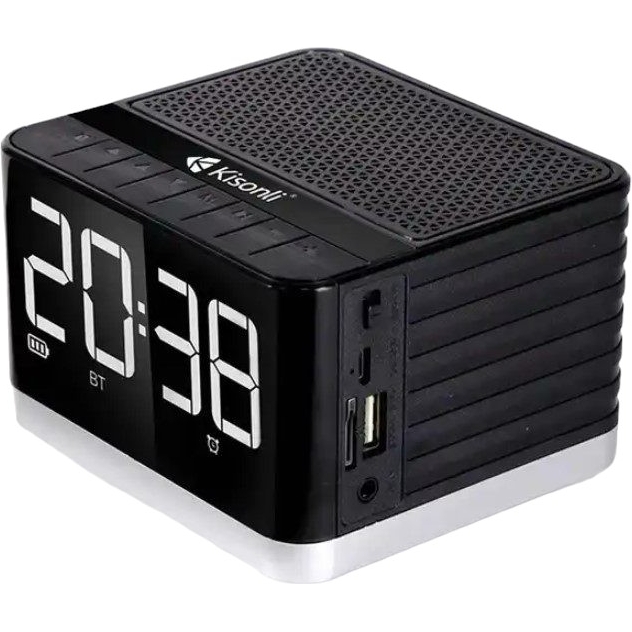 Портативна колонка годинник будильник Kisonli G8 Bluetooth 2000 mAh 5 Вт Black - фото 1