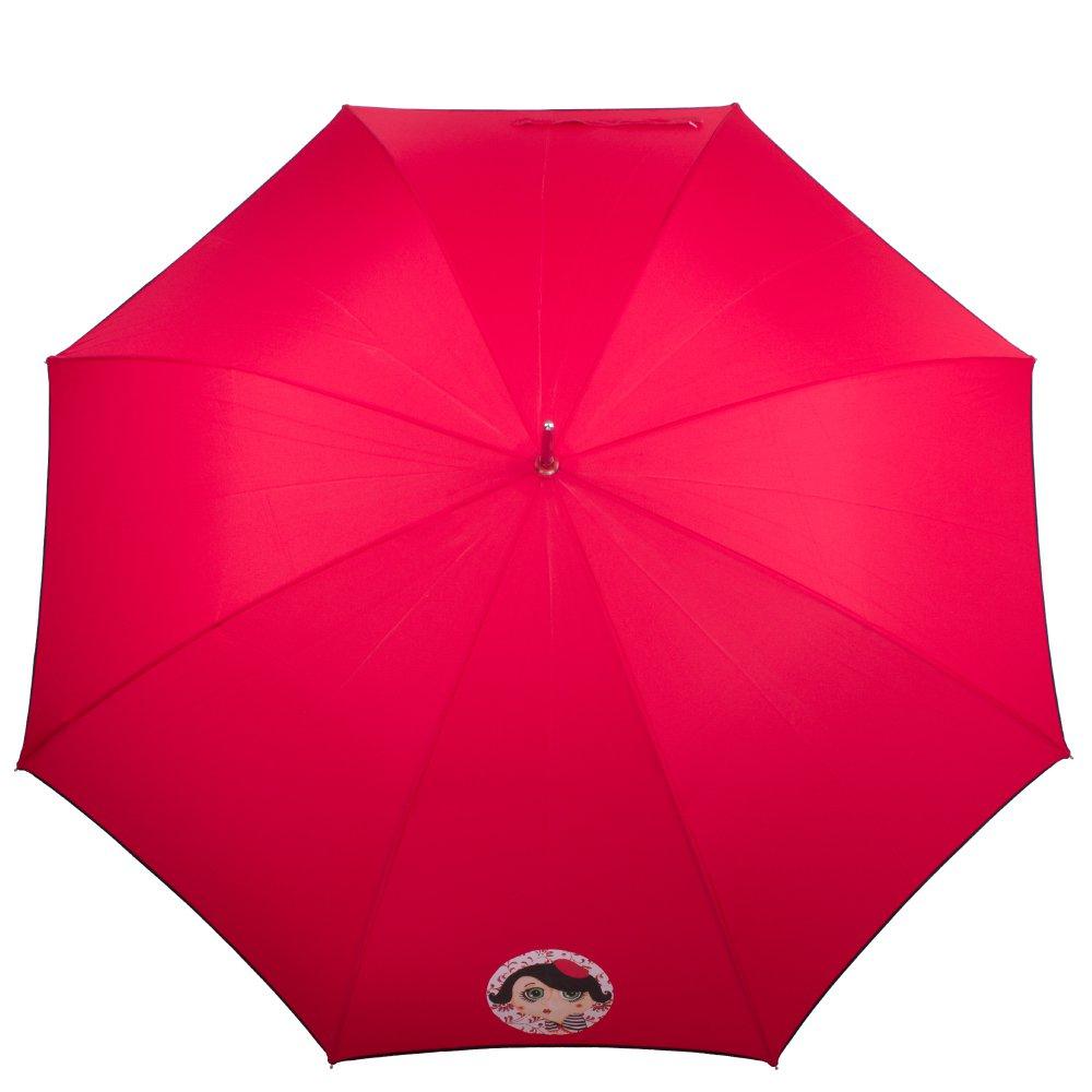 Жіноча парасолька-палиця напівавтомат Airton 106 см червона - фото 2