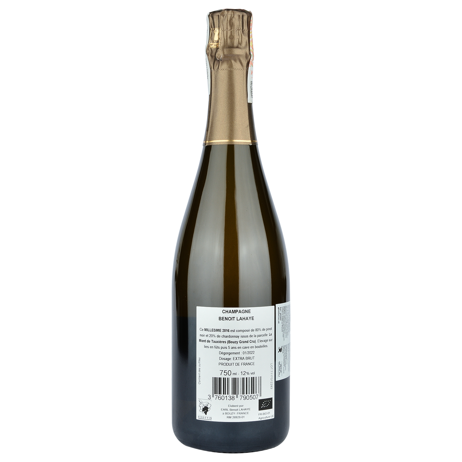 Шампанское Benoit Lahaye Millesime 2016, белое, экстра-брют, 0,75 л (W3342) - фото 2