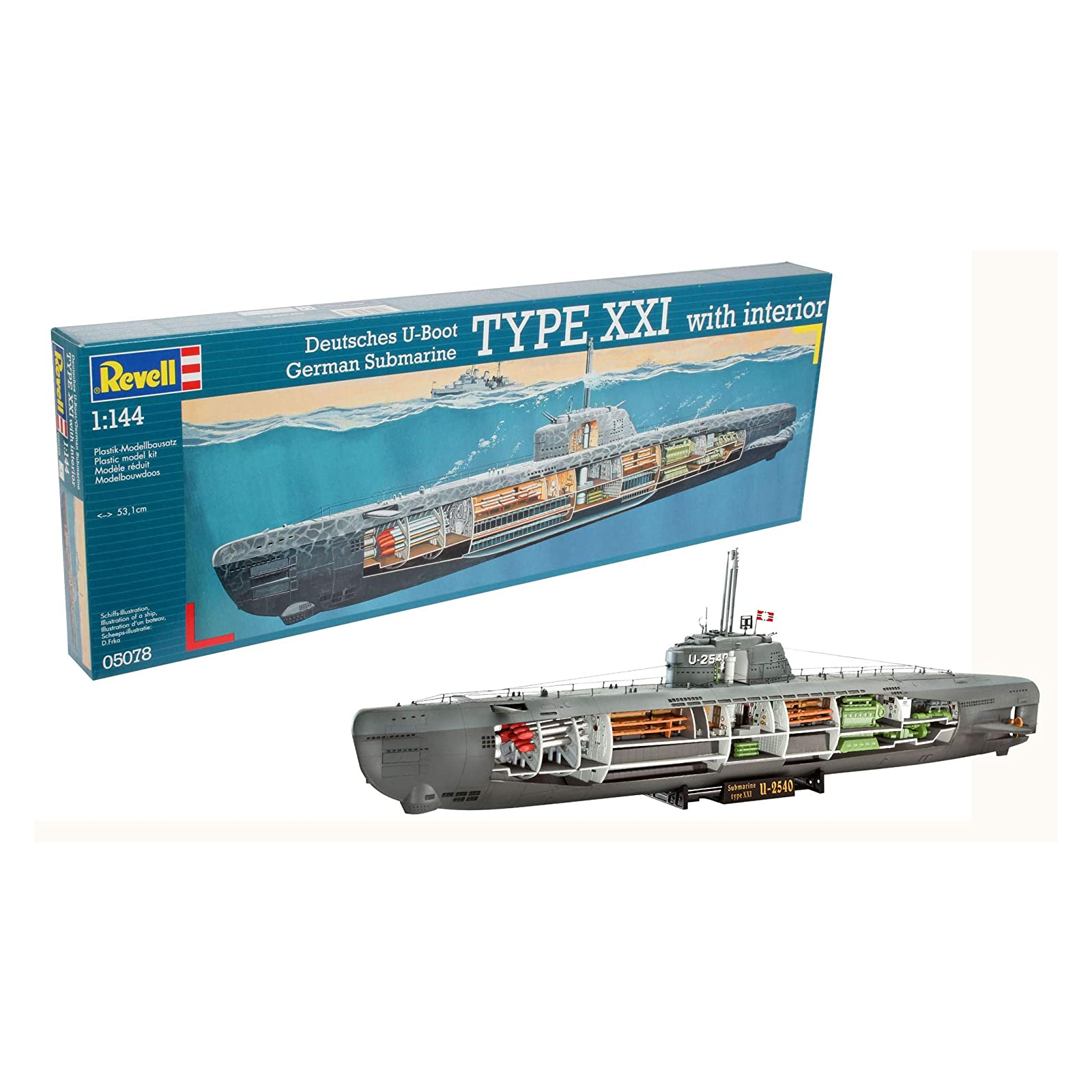 Сборная модель Revell Подводная лодка Type XXI с интерьером, уровень 4, масштаб 1:144 (RVL-05078) - фото 2