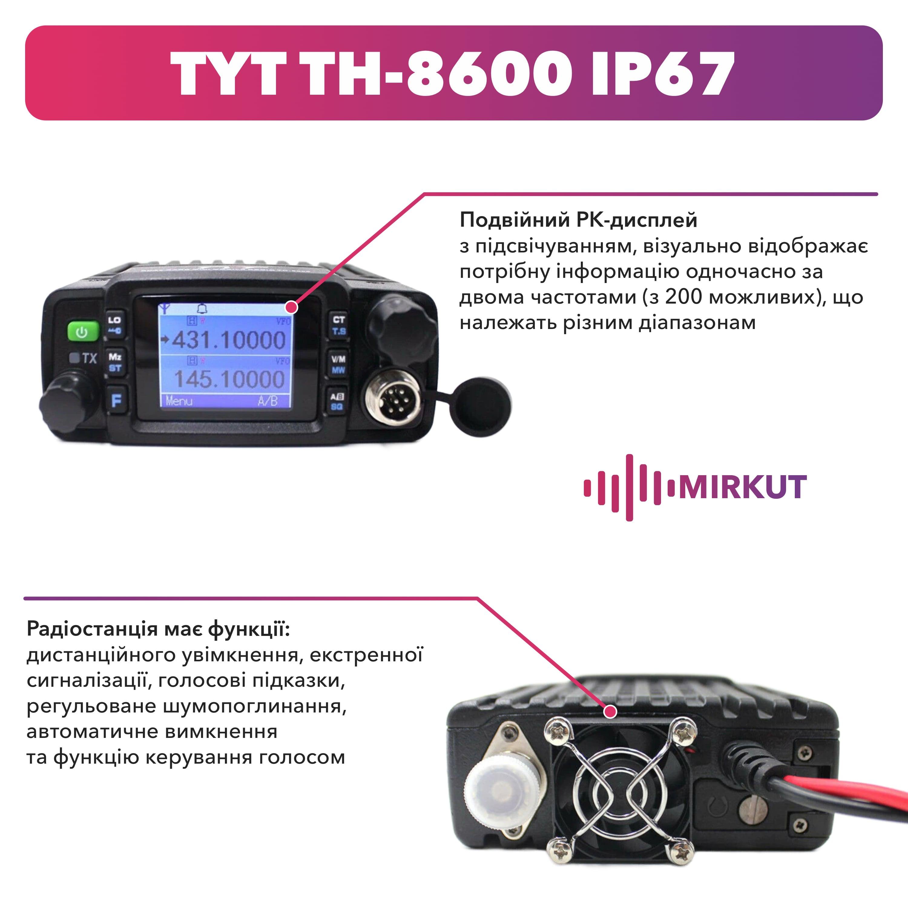 Автомобільна радіостанція TYT TH-8600 waterproof (8291) - фото 3