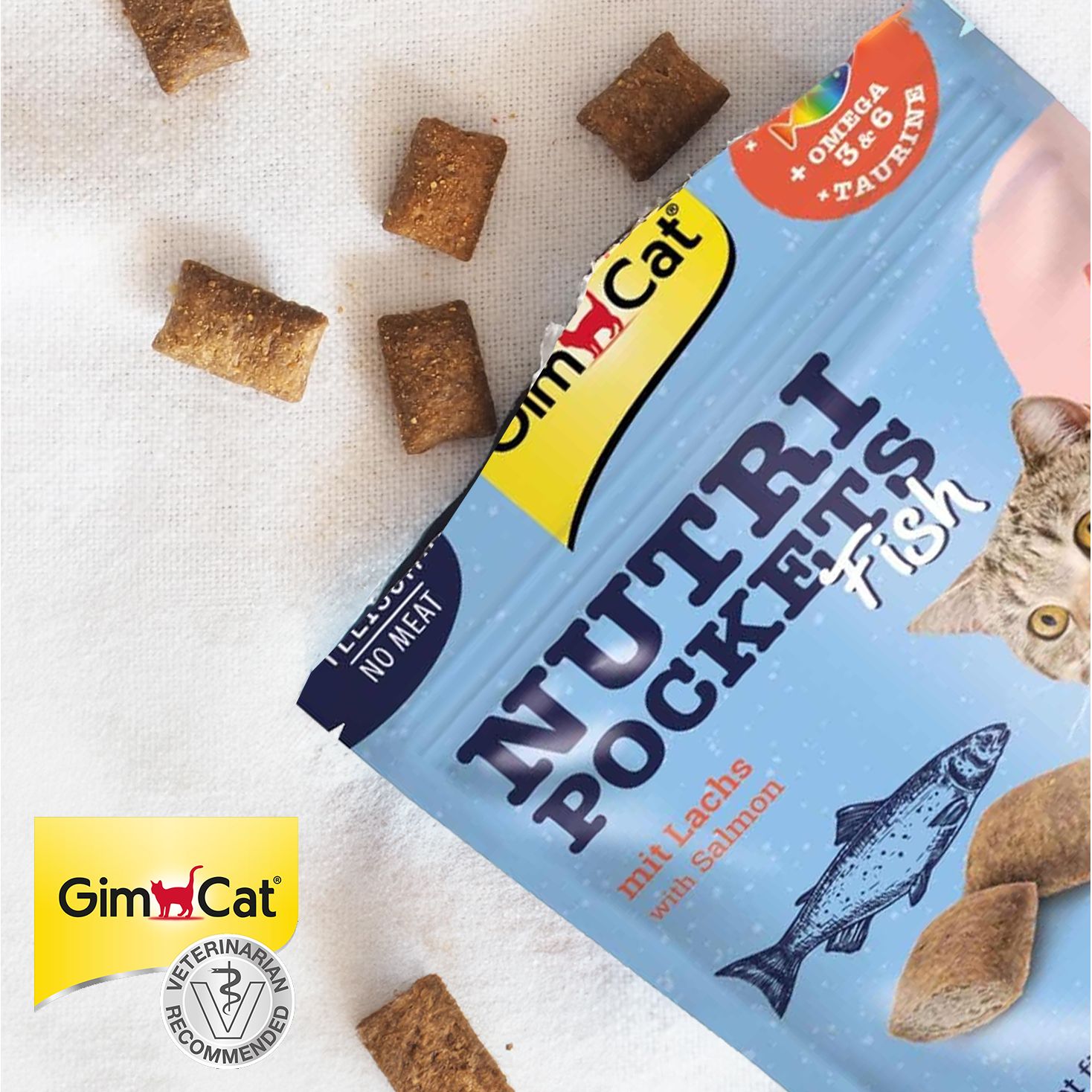 Лакомство для кошек GimCat Nutri Pockets Fish лосось 60 г (G-419626) - фото 2