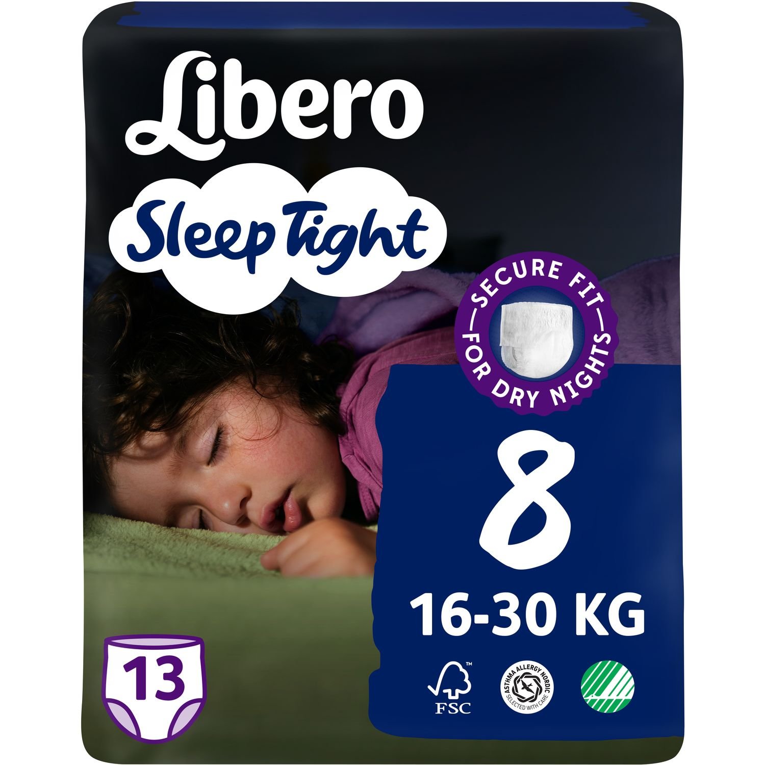 Подгузники-трусики Libero Sleep Tight 8 (16-30 кг), 13 шт. - фото 1