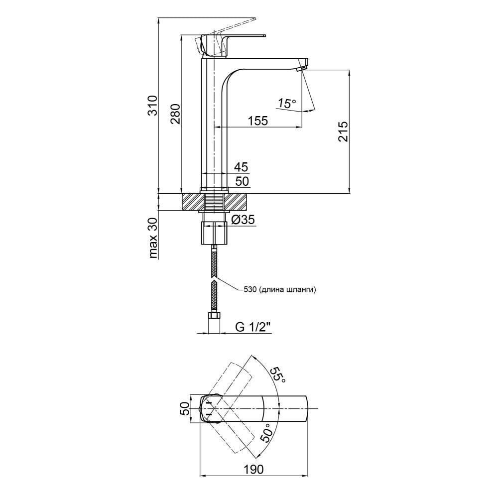 Змішувач для раковини Qtap Lipno 1023H101CB (QTLIPNO1023H101CB) - фото 2