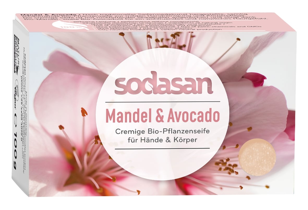 Органическое крем-мыло Sodasan Миндаль-Авокадо, 100 г - фото 1